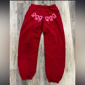 Men red jogger Sp5der Number 555 Sweatpants